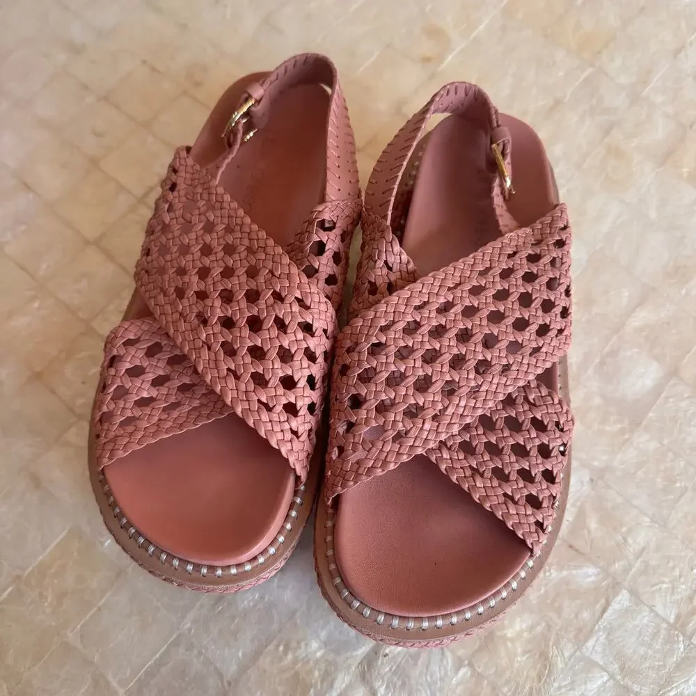 Ulla Johnson Gili Platform Flatform sandals shoes braided soft leather sz 39.5